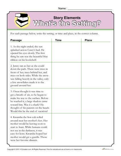 Elements Of A Story Worksheets 5th Grade Kidsworksheetfun