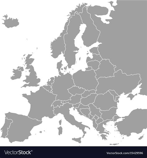 Grey Map Of Europe With Countries On White Background Stock Vector