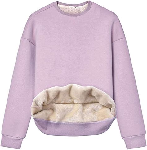 Womens Loose Fleece Pullover Sherpa Lined Crewneck Sweatshirt 02