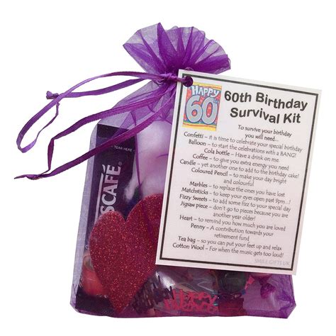 With a huge range of 60th birthday presents for him and her, we've got all the bases covered, no matter who you're searching for. 60th Birthday Gift - Unique Novelty survival kit - Great ...