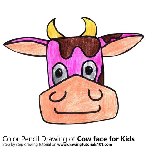 Cow Face For Kids Colored Pencils Drawing Cow Face For Kids With