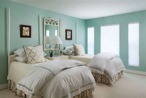 Free shipping on orders over $25 shipped by amazon. The guest bedroom is a serene retreat with Tiffany blue wall paint and light ivory case-goods ...