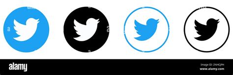 Set Of Circle Twitter Bird Logos Social Network Icons Editorial