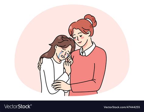 Loving Mom Hug Comfort Crying Teen Daughter Vector Image