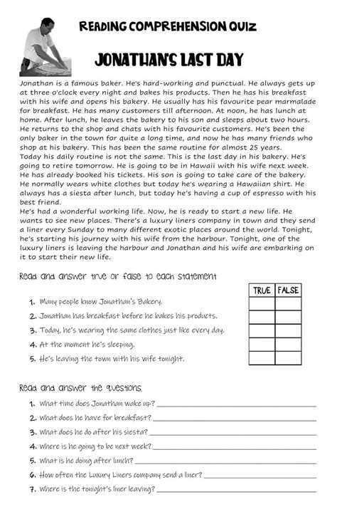 Reading Comprehension Present Simplepresent Continuous Worksheet 4th