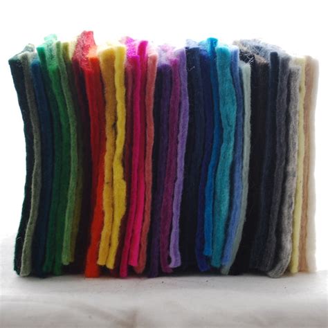 100 Wool Felt Fabric Approx 3mm 5mm Thick 35 Assorted Etsy