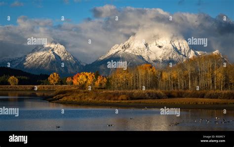 Mount Moran And The Teton Range From Oxbow Bend On The Snake River In