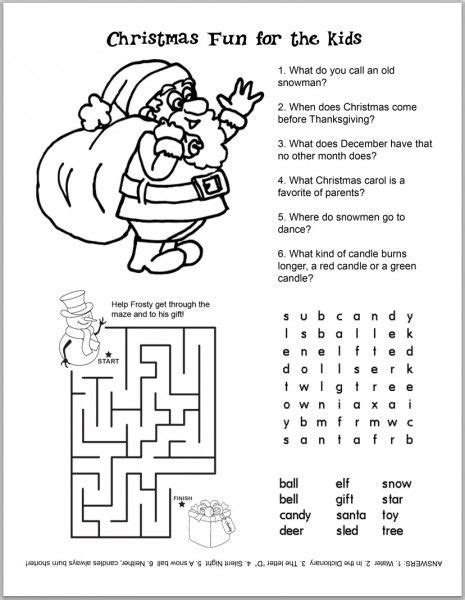 Download These Free Christmas Kids Activity And Coloring Sheets
