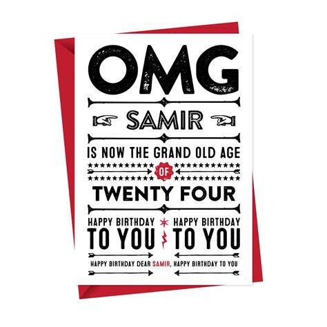 Personalised Omg Hipster Birthday Card A Is For Alphabet