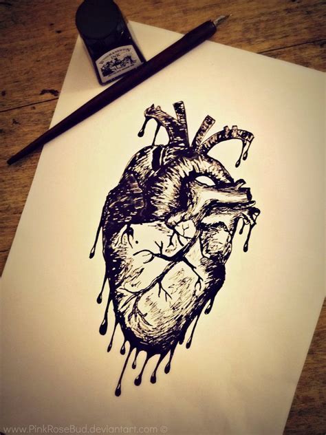 Bleeding Human Heart Drawing