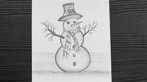 How To Draw A Snowman Christmas Drawing For Kids Cute Snowman