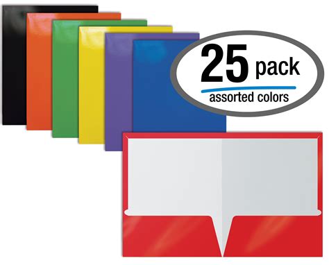 2 Pocket Glossy Laminated Paper Folders Assorted Colors Letter Size