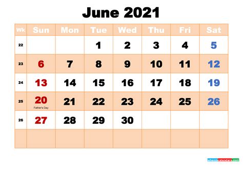 free printable june 2021 calendar with holidays