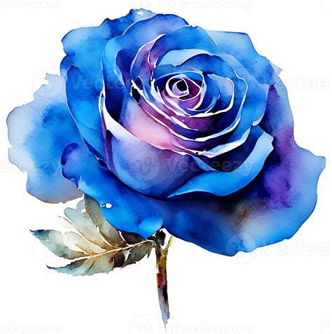 Pretty Watercolor Blue Rose Flower Ai Generative 27164963 Png