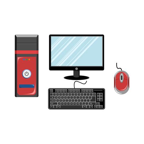 Illustration Of Computer Hardware Screen Cpu Mouse And Keyboard