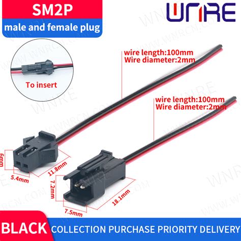 China Jst Terminal Electrical 2 Pins Sm Plug Cables With Connector Wire