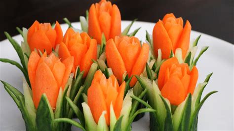 Carrot Show Vegetable Carving Garnish Carrot Tulips Tulips Flower