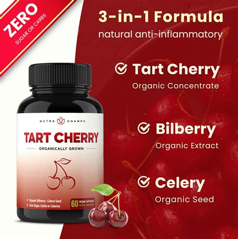 Organic Tart Cherry Extract Capsules Tart Cherry Supplement With Bilberry Fruit And Celery Seed