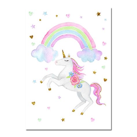 Cute Unicorn Rainbow Canvas Painting Nursery Wall Art ... All bathroom decor bedroom decor kitchen/ dining decor living room decor outdoors upcycled furniture and home decor.