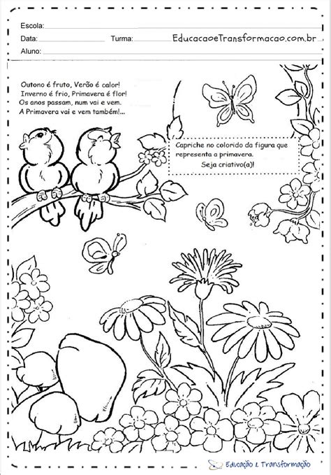 Atividades Para Colorir Da Primavera