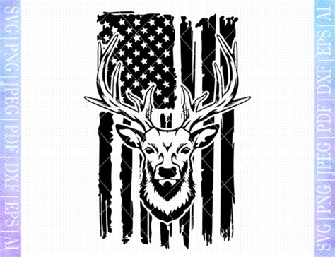 2 Distressed Buck Usa Flag Svg Designs And Graphics