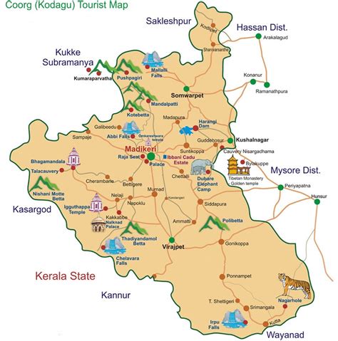 Karnataka political powerpoint maps highlighting the state outline. Karnataka Tourist Map Free Download