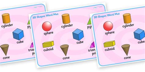 Twinkl Resources 3d Shape Word Mat Thousands Of Printable Primary