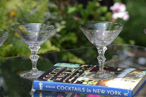 vintage platinum crystal cocktail glasses set of 6 vintage crystal martini glass wedding