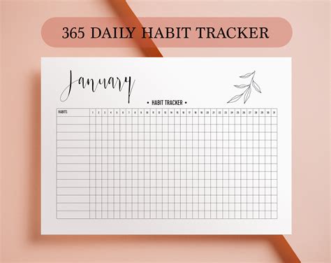 Printable Habit Tracker Daily Habit Tracker Printable Habit Tracker