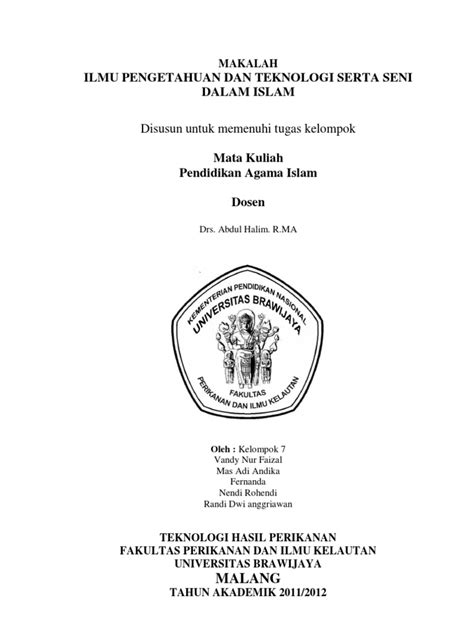 Makalah Ilmu Pengetahuan Dan Teknologi Serta Seni Dalam Islam Pdf