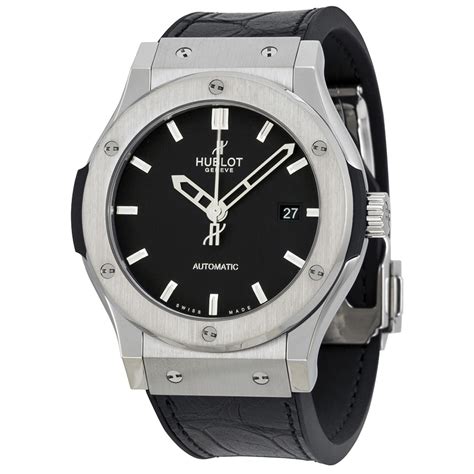 Hublot Classic Fusion Automatic Black Dial Black Leather Mens Watch