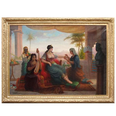 Large Oil On Canvas Signed L Pradard Cleopatra Orientalist Scene