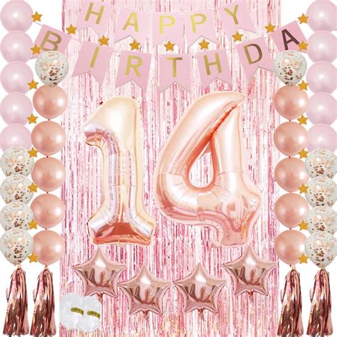 Buy 14th Birthday Decorations Party Supplie Rose Gold For Girls Confetti Latex Balloonfoil