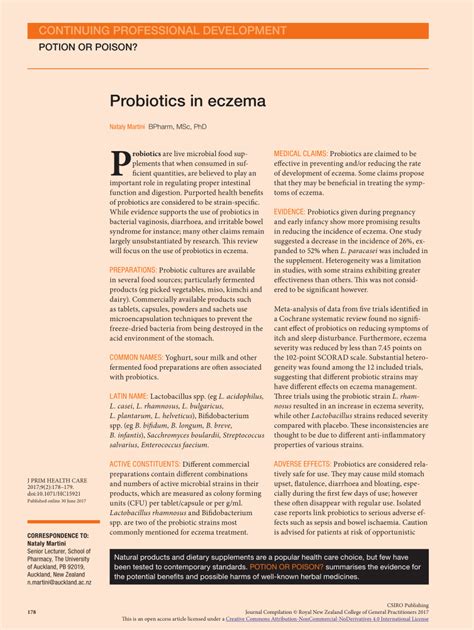 Pdf Probiotics In Eczema
