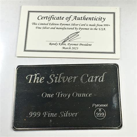 The Silver Cardone Troy Ounce 999 Fine Silverpyromet Property Room