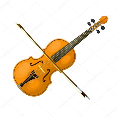 Musical Instrument Violin With A Bow On A White Background Cart Stock