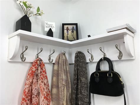 Corner Shelf With 8 Double Garment Hooks 20 Inch Rack In Any Etsy