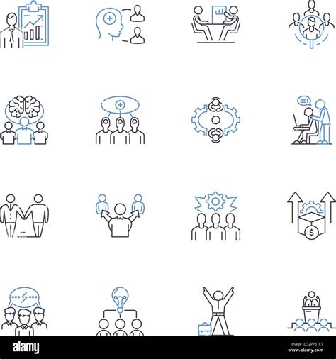 Business Function Line Icons Collection Marketing Sales Finance