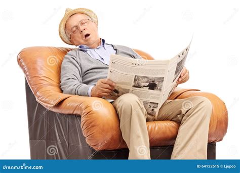 Senior Man Sleeping On An Armchair Stock Image Image Of Calm Elderly