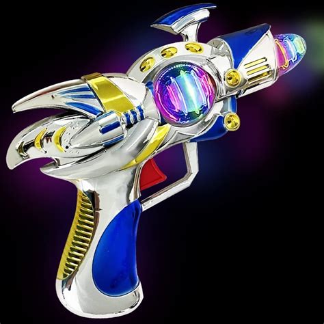 Artcreativity Blue Super Spinning Space Blaster Gun With Flashing Leds
