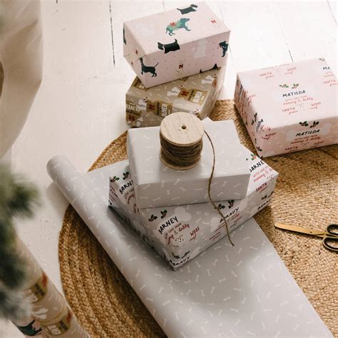 Christmas Dog Bone Print Luxury Wrapping Paper By Abigail Warner