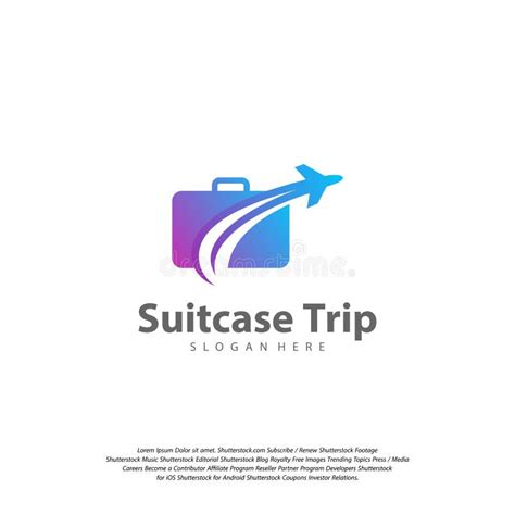 Travel Logo With Suitcase And Airplane Travel Logo Design Vector