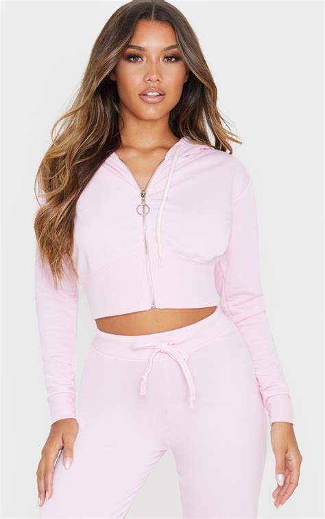 Pink Zip Up Bustier Hoodie Co Ords Prettylittlething Ie