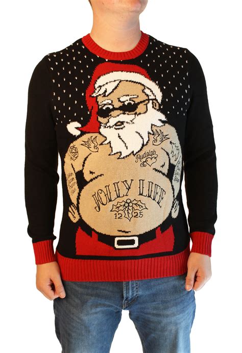 ugly christmas sweater ugly christmas sweater men s xmas tatted thug jolly life santa