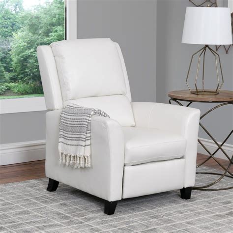 White Bonded Leather Push Back Recliner Kate Leather Recliner