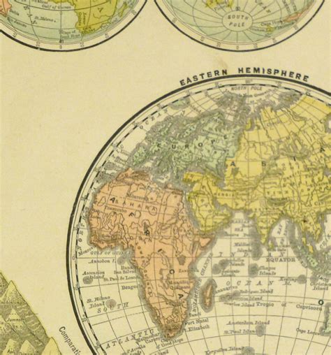 World Hemisphere Map 1890 Original Art Antique Maps And Prints