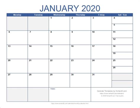 Monthly Calendar Template By Vertex42 Get Latest News 2023 Update