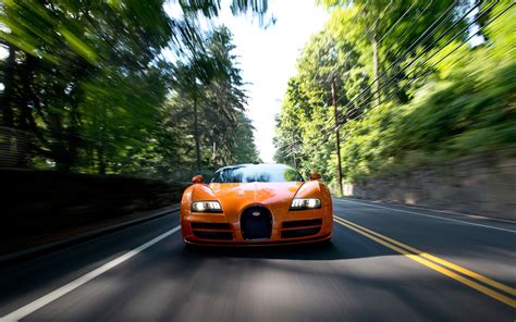 Bugatti Veyron Grand Sport Vitesse Car Road Motion Blur Lights