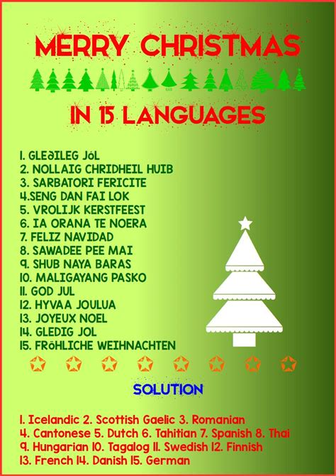 Merry Christmas In Different Languages Printable How To Say Merry