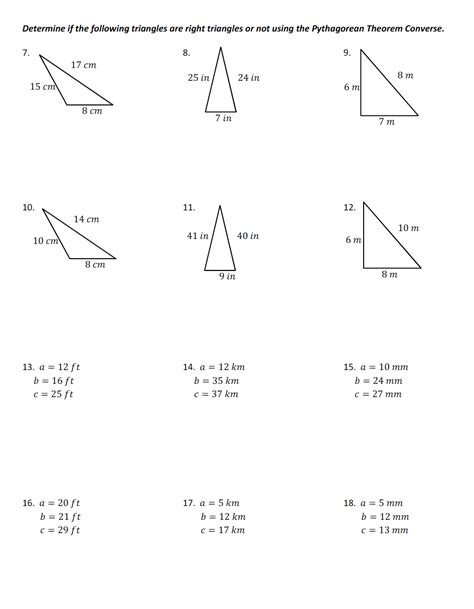 Converse pythagorean theorem worksheet